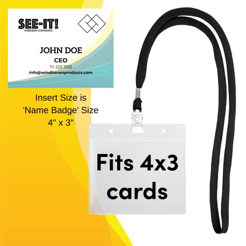 See-It! 52 Sets Badge Holder With Lanyard Name Tag Holder And Lanyards 4X3 Size Quick Load No Zipper Name Badge Holders Lanyards With Id Holder Lanyards For Id Badges Clear Plastic (52) #TOP4