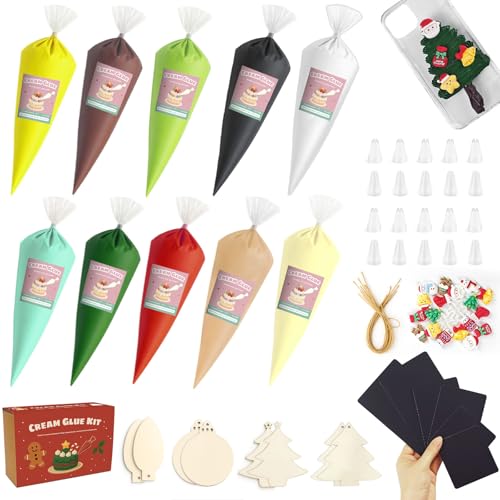 Kit de 10 faux glaçages pour étui de téléphone - Avec embouts de passepoil, aimants de réfrigérateur et décorations de sapin de Noël - Convient pour la...