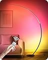 RGBW Floor Lamp, 75” Standing Tall Lamp, Dimmable Arc Floor Lamp for Living Room with Foot and Remote Control, 18 DIY Colors, 3000K-6000K White, LED Corner Lamp, Color Changing Ambient Light RB62LD05