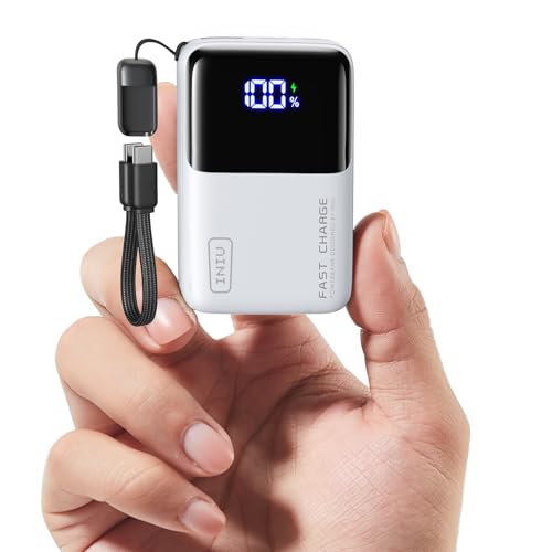 INIU Portable Charger, Ultra Mini 10000mAh 45W Fast Charging with Detachable Cable, Flight-Safe Travel USB C Power Bank External Phone Battery Pack for Xiaomi iPhone 17 16 Samsung S26 Google
