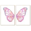 Vintage Split Butterfly Wall Art Pink Blue Aesthetic Poster Retro Butterflies Watercolor Prints Trendy Preppy Poster Pink Blue Butterfly Wall Art Abstract Butterflies Wing Painting 16x24inx2 No Frame