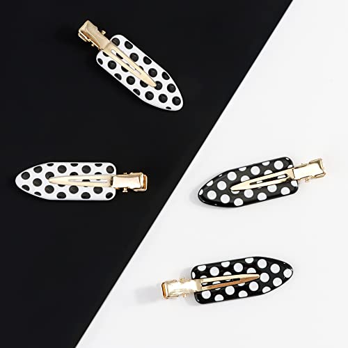 Canitor No Bend Hair Clips 4Pcs Creaseless Hair Clips For Hair Styling Black & White Spots Alligator Hair Clips For Women Girls Snap Hair Clips For Styling Sectioning Makeup Hair Clips Hair Pin Bangs Hair Clips Hair Accessories For Women Girls #TOP6