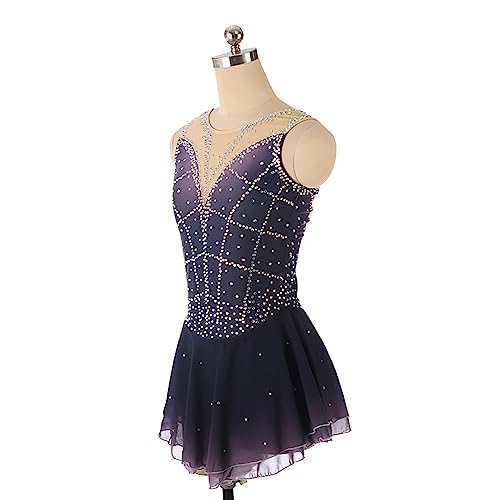 kzytamz Vestido de patinação no gelo para meninas roxo sem mangas para mulheres vestido estampado co