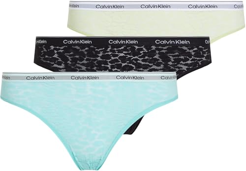 Calvin Klein Damen 3er Pack Brazilian Slips Low-Rise Unterwäsche, Mehrfarbig (Black/Highline Green/Beau Blue/), 3XL 1