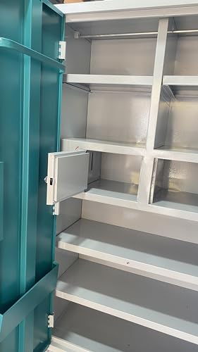 Image of MKFURNITURE Steel Almirah Wardrobe 2 Door with Mirror Cupboard | Wardrobe Storage Rack Closest Organizer for Clothes | 1 Hanging Space 2 Lockers and Document | Modern Storage Wardrobe