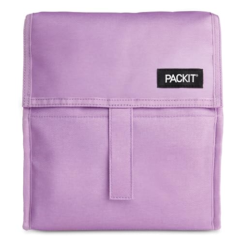 Packit® Freezable Lunch Bag, Lavender, Built with ECOFREEZE® Technology, Foldable, Reusable, Zip and Velcro Closure with Buckle Handle, Designed for Work Lunches and Fresh Lunch On the Go