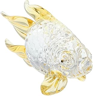 BESPORTBLE Ocean Decor Hand Blown Glass Fish Figurine Sea Animal Ornament for Fish Tank Aquarium Sea Animals for Birthday Gift Office Glass Paperweight for Desk Gold Outdoor Statues