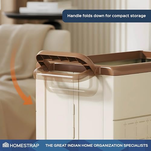 Image of Homestrap Heavy-Duty Rolling Basket | Foldable Storage Basket with Wheels | Large Plastic Laundry Bin with Handles | Multipurpose Storage Organizer for Toys, Clothes, Sports, Yoga mats & More