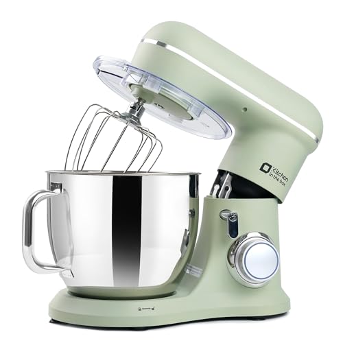 Image of Kitchen in the box 7QT 900W 10-Speed Stand Mixer, Tilt-Head Kitchen Electric Mixer with Dough Hook, Whisk & Flat Beater(Pastel Green)