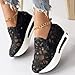 ZWRXW Platform Sneakers for Women Summer Lace Mesh Platform Shoes Chunky Lightweight Comfortable Casual Sneakers Outdoor Walking Fashion Shoes Black