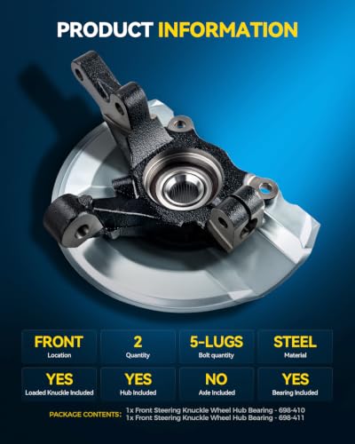 Image of PHILTOP 2 x Front steering knuckle and hub assembly Compatible with 2007-2017 Jeep Patriot, 2007-2017 Jeep Compass, 2007-2012 Dodge Caliber,Passenger and Driver Side