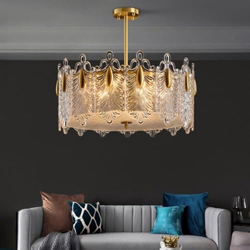 Hauteur réglable pour ce lustre en verre adaptable aux plafonds bas