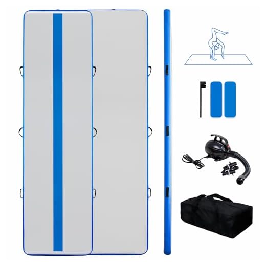 Tuexdo Sailor 10ft/13ft/16ft/20ft Inflatable Gymnastics Air Track Tumbling Mat 4in/6in/8in Thick Tumbling Air Track Mat with Electric Air Pump for Cheerleading/Gymnastics/Beach/Gym/Home use
