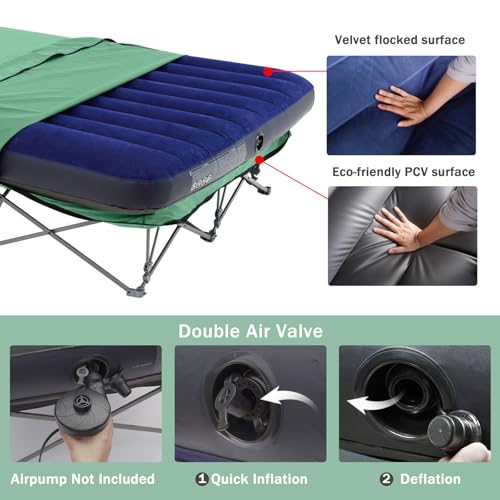 Image of KAMPKEEPER Camping Cot,Camping Cots for Adults,Folding Camping Cot with Inflatable Air Mattress and Carry Bag,for Outdoor Travel Camp Beach Vacation (not Included The Airpump)