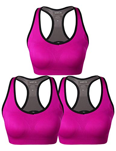 Image of Match Sports Bras for Women, Seamless Racerback Bra with Mid-Impact | Full Coverage Bras with Removable Pads, Soft & Breathable Fabric, Ideal for Yoga, Running, Workout, Pilates & Daily Wear