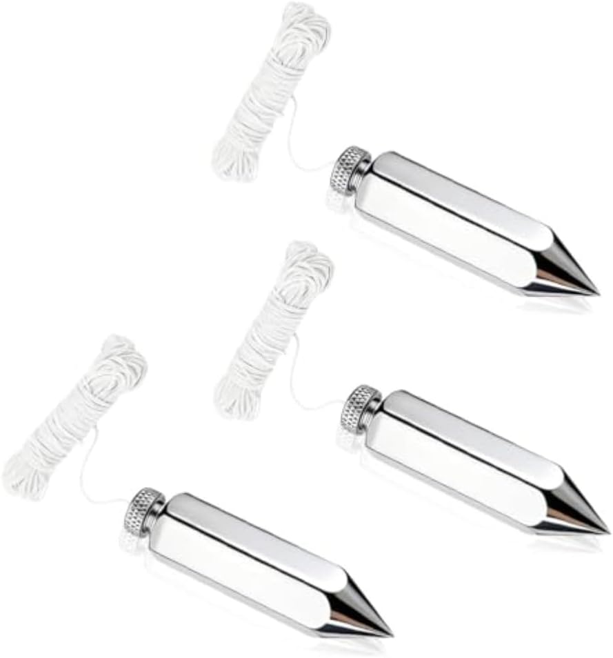 8 oz Hexagonal Plumb Bob Set, Brass & Steel Construction with 15m High- Line, Weighted Tool Carpentry and Building Alignment, 3-Pack(3PCS)