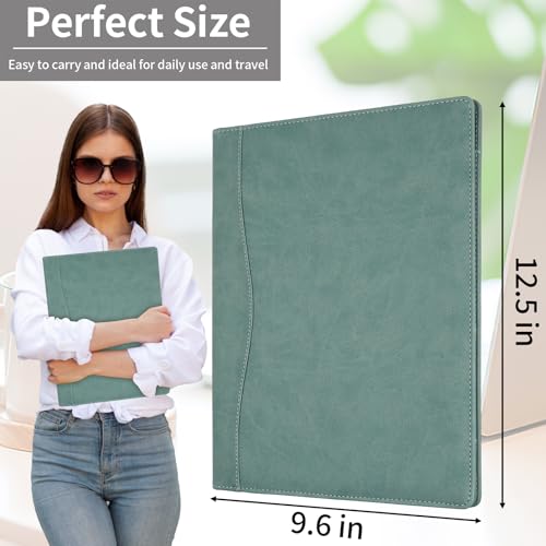 Image of Professional Padfolio Portfolio Binder, Faux Leather, Green
