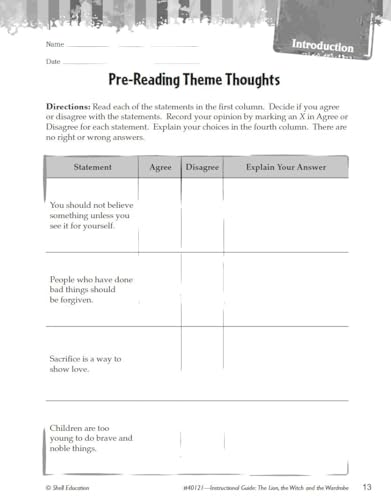Shell Education 40121 The Lion, The Witch And The Wardrobe: An Instructional Guide For Literature - Novel Study Guide For 4Th-8Th Grade Literature thumb #4