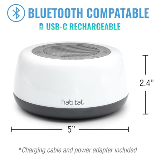 Image of Habitat White Noise Machine, Multi-Color Night Light, 25 Relaxation Sounds, Bluetooth, 4 Timer Options, 15 Volume Levels