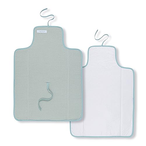 Mi bollito Baby Changing Mat Portable Foldable Waterproof 100% Waffle Cotton Fabric Easy to Store in Maternity Bag Ideal Newborn Gift (Mint Green) - Image 2