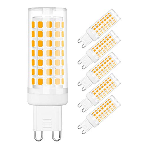 SumVibe G9 LED Bulb, 6W G9 LED, 60W G9 Halogen Bulb Equivalent, Warm White 3000K, Non-Dimmable G9 Bulb, AC110-130V, 6-Pack