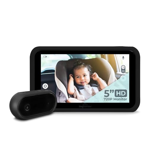 Image of Tiny Traveler Baby Monitor - Tiny Basic Kit (TT002) - Baby Car Monitor Camera with Sound, Auto Night Vision HD 720p 5" Touchscreen LCD Monitor, Rear Facing Car Seat Camera, Black