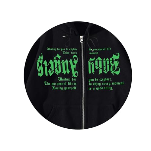 Y2k Hoodies for Man Full Zip Up Hoodies Pullover Gothic Print Style Hooded Sweatshirt Casual Long Sleeve Sweatshirts3