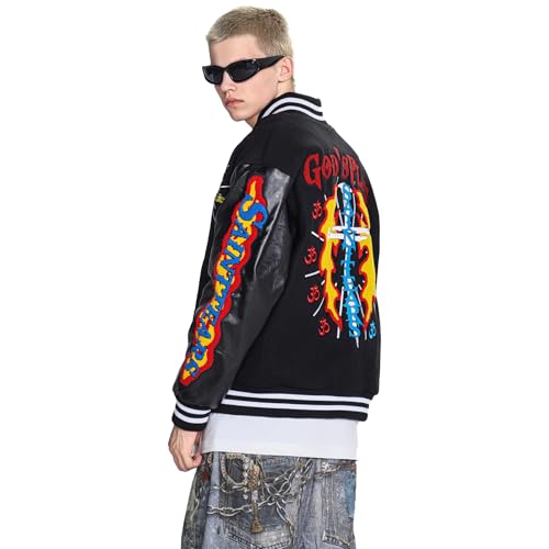 Men's Graphic Print Varsity Jacket Super star Vintage Padded Thickening Jesus Fleece ParquetBaseball Jacket Coat4