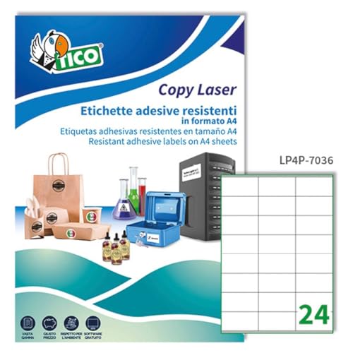 Étiquette en polyester blanc Tico 105x36 adhésive LP4P-10536 pour impression laser