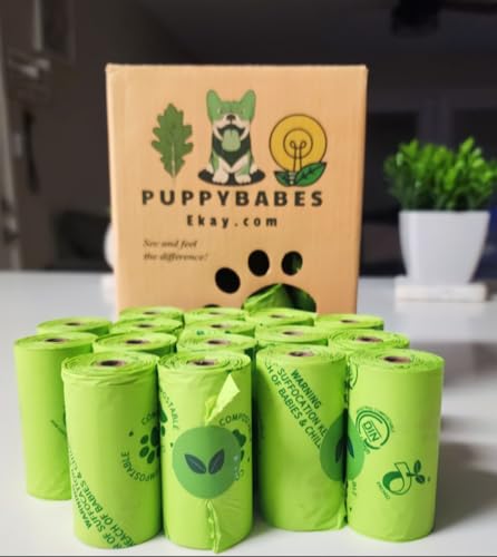 Image of Dog waste bags and dispenser. Dog Poop Bags - Leak-Proof and Extra-Thick Pet Waste Bags for Big and Small Dogs - Refill Rolls - Unscented - 270 Count. Puppybabes