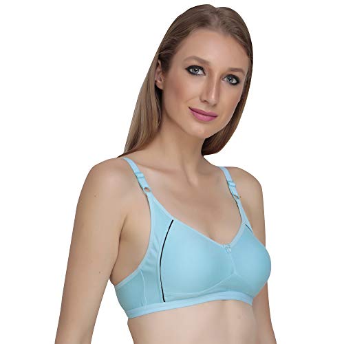 Image of Women Non Padded Bra - Made of Pure Cotton Full Coverage Non Wired Seamless Pushup Soft Cup for T-Shirt Saree Dress Sports Garment for Daily Use Everyday