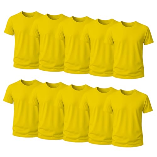 Camiseta niño básica Manga Corta - Camiseta Blanca niño 100% algodón –, Punto Liso 155 g/m² – Pack 1, 5 o 10 Unidades, Uso Diario o Colegio (FR/ES, Edad, 11 años, 12 años, Regular, 10, Amarillo)