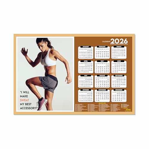 ESCAPER Make Sweat Best Gym Wall Calendar 2026 hanging (12 x 18), Wall Calendar 2026 for Gym Motivation, Workout, Exercise, Bodybuilders, Fitness Center