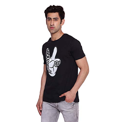 Image of Mickey Mouse Family by Wear Your Mind Men's Regular Fit Round Neck Short Sleeves Knitted T-Shirt