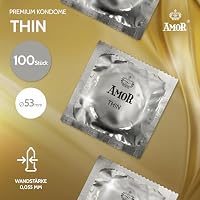 AMOR Premium Thin Kondome, Mit extra dünner oder starker Wanddicke dünne Wandstärke 0.055 mm, Ø 53 mm, 100 Stück – Ansicht 2