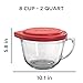 Anchor Hocking Batter Bowl, 2 Quart Glass Mixing Bowl with Red Lid