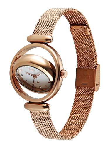 Image of Fastrack Vyb Celeste with Quartz Analog White Dial Rose Gold Stainless Steel Strap Watch for Girls - FV60118WM01W