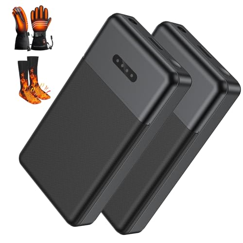 Whsahans 7.4V Battery Pack for Heated Gloves Socks USB Charging Cable Rechargable Lithium Polymer Batteries for Heated Gloves Socks Hats Mittens Heating Pad (2pcs Included) (ST6 2000mAh*2)