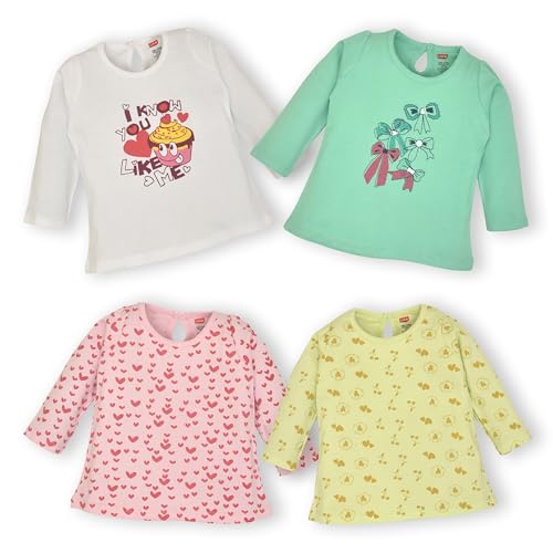 Image of LuvLap Baby Girls 100% Cotton Full Sleeve Girls Top Pack of 4