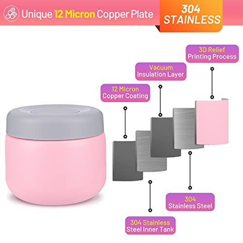 Termo de sopa infantil Charcy de 9 oz en acero inoxidable rosa 3