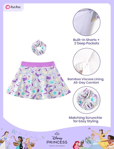 Image of Disney Stitch丨Frozen丨Princess丨Minnie Mouse Girls Skirts Inner Pocket Shorts + Scrunchie Athletic Golf Tennis Skorts 2-9Y