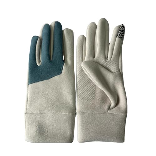 keynoyin Autumn and Winter Cycling Warm Gloves, Touch Screen Skiing Outdoor Gloves - Beige - one Size
