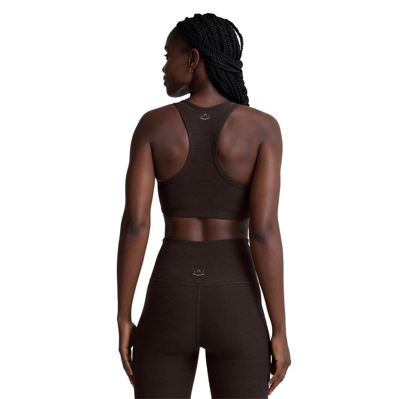 Image of Beyond Yoga, Women's, Spacedye Lift Your Spirits Medium Support Bra, Dark Chocolate Heather, XX-Small
