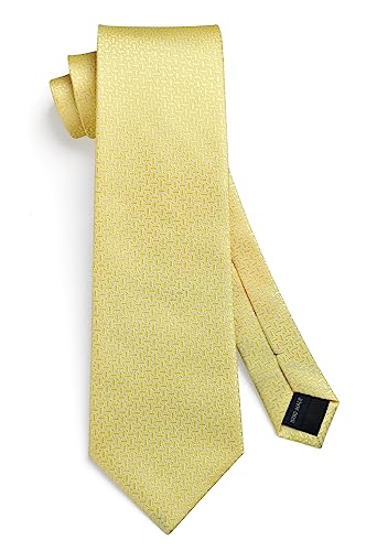 Image of HISDERN Mens Striped Tie and Pocket Square Set Necktie for Men | soft smooth texture, wrinkle-free, neat hand-tied knot, gifting ready, regular 3.4 width, coordinated look, business wedding