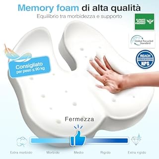 POOTACK Cuscino Sedia Ufficio, Cuscino Sedile, Cuscino Memory Foam per Sedia da Scrivania, Cuscino Memory Foam per Ufficio Casa Auto e Sedia a Rotelle