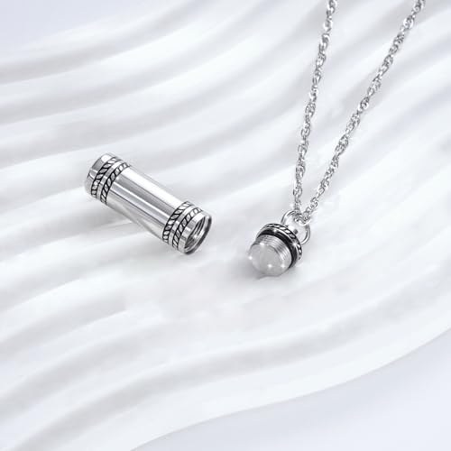 Cremation Necklace for Ashes Cylinder Urns Locket Pendant Ashes Holder Stainless Steel Memorial Jewelry Keepsake Decorative Urns for Women Men3