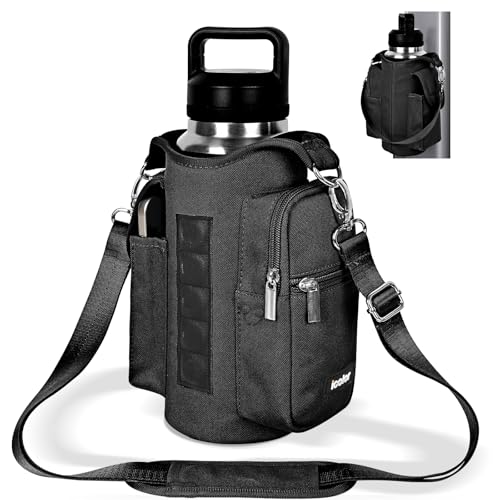 icolor Magnetic Gym Bag Magnetische Wasserflasche Tasche Magnetischer tasche mit Handyfächern Magnetische Flaschenhalter Träger Sport Fitnessstudio Magnetischer Turnbeutel (Nylon, Mitternacht Schwarz)