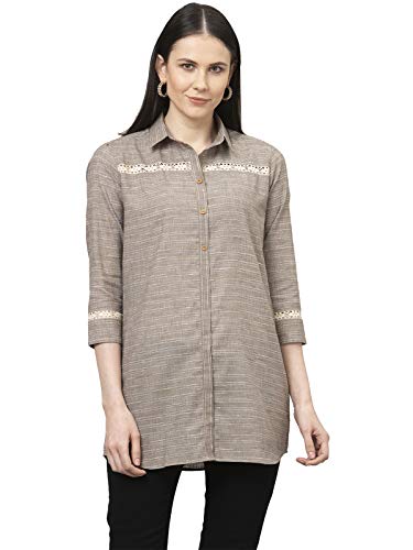 Image of Selvia Women's Regular Fit Dress Shirt (137TKR2732-M Grey M)