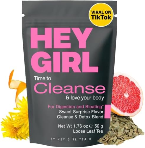 Hey Girl Tea Detox for Bloated Belly & Digestion | Loose Leaf Herbal | Body and Colon Cleanse with Milk Thistle, Burdock Root, Senna Leaf | Digestive & Flat Tummy | Natural Laxative
