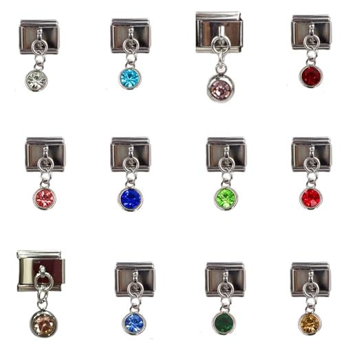 Image of XBOKA 12 Pack Italian Charm Link Beads Stainless Steel Jewelry Finding Jewelry Accessories Suitable for Bracelet Making